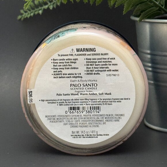 BBW Palo Santo Bath & Body Works 3 Wick Candle - Picture 9 of 10